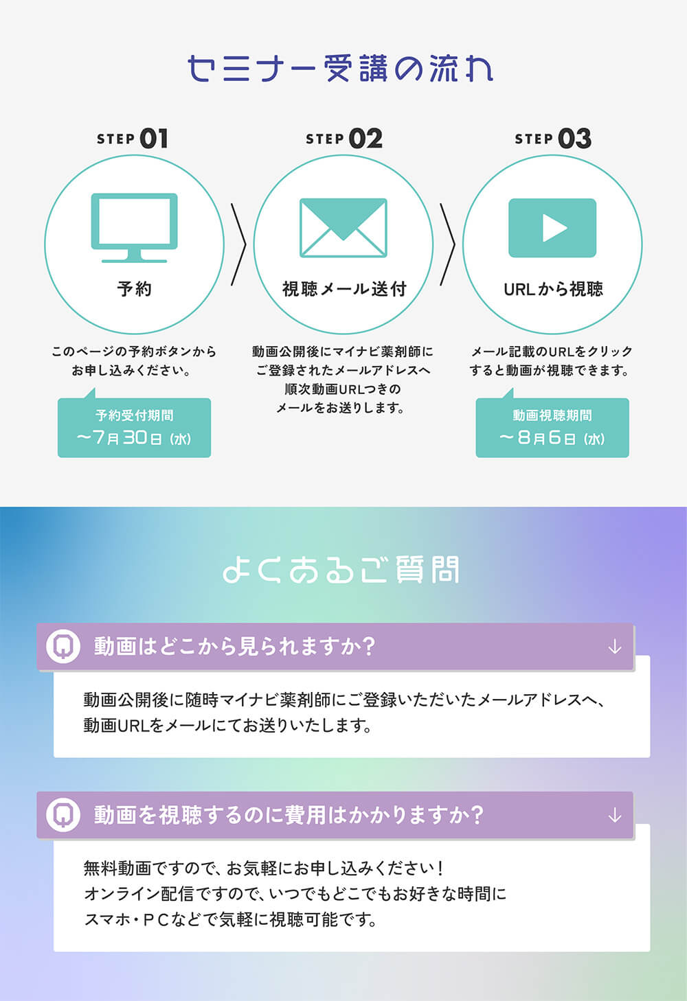 マイナビ薬剤師の無料オンラインセミナー「＼薬剤師キャリアの分岐点／企業が語る教育・研修と専門性の未来」の受講の流れとよくある質問