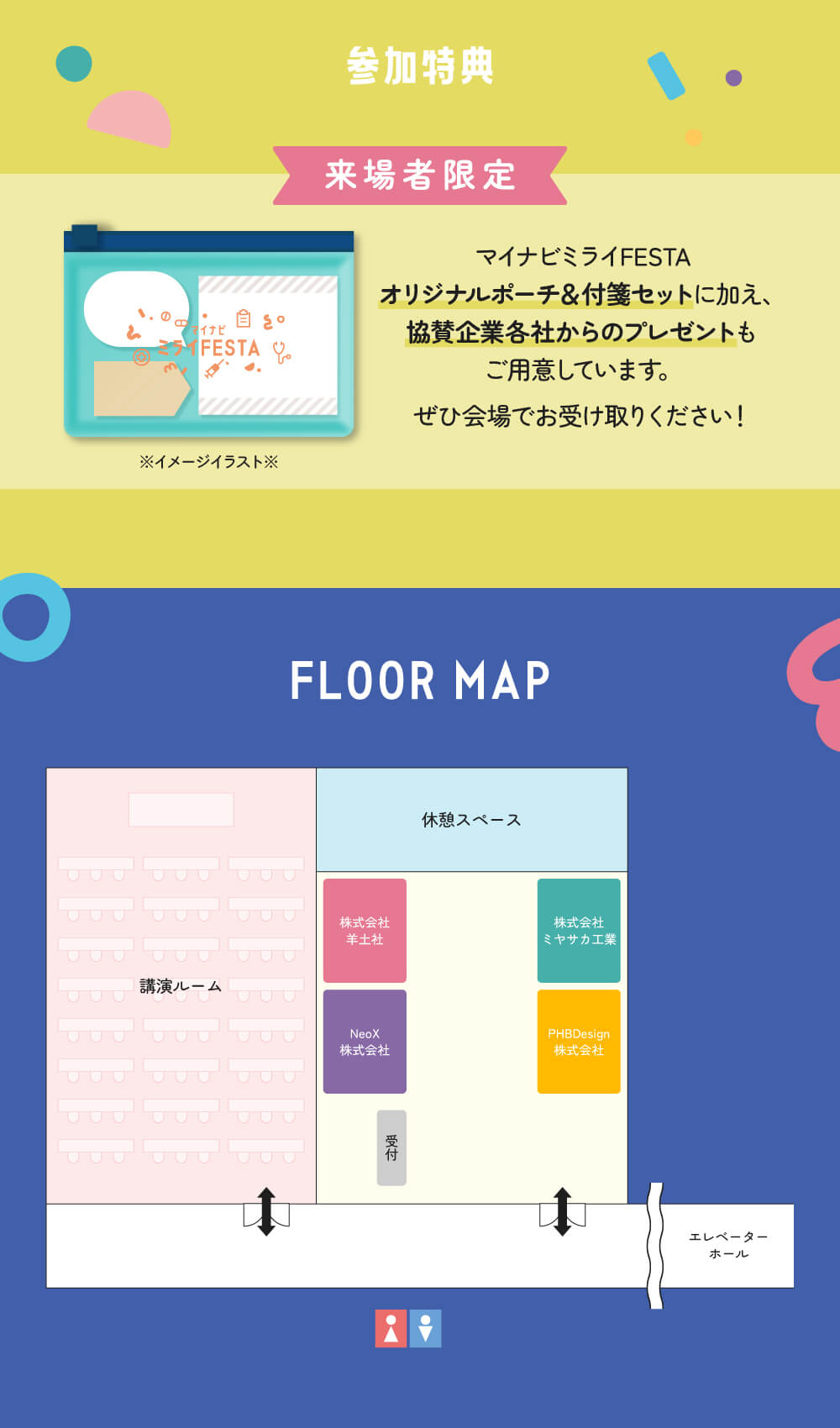 マイナビ薬剤師の無料イベント「マイナビ ミライFESTA ~薬剤師の明日が変わる学び~」の参加特典とフロアマップ